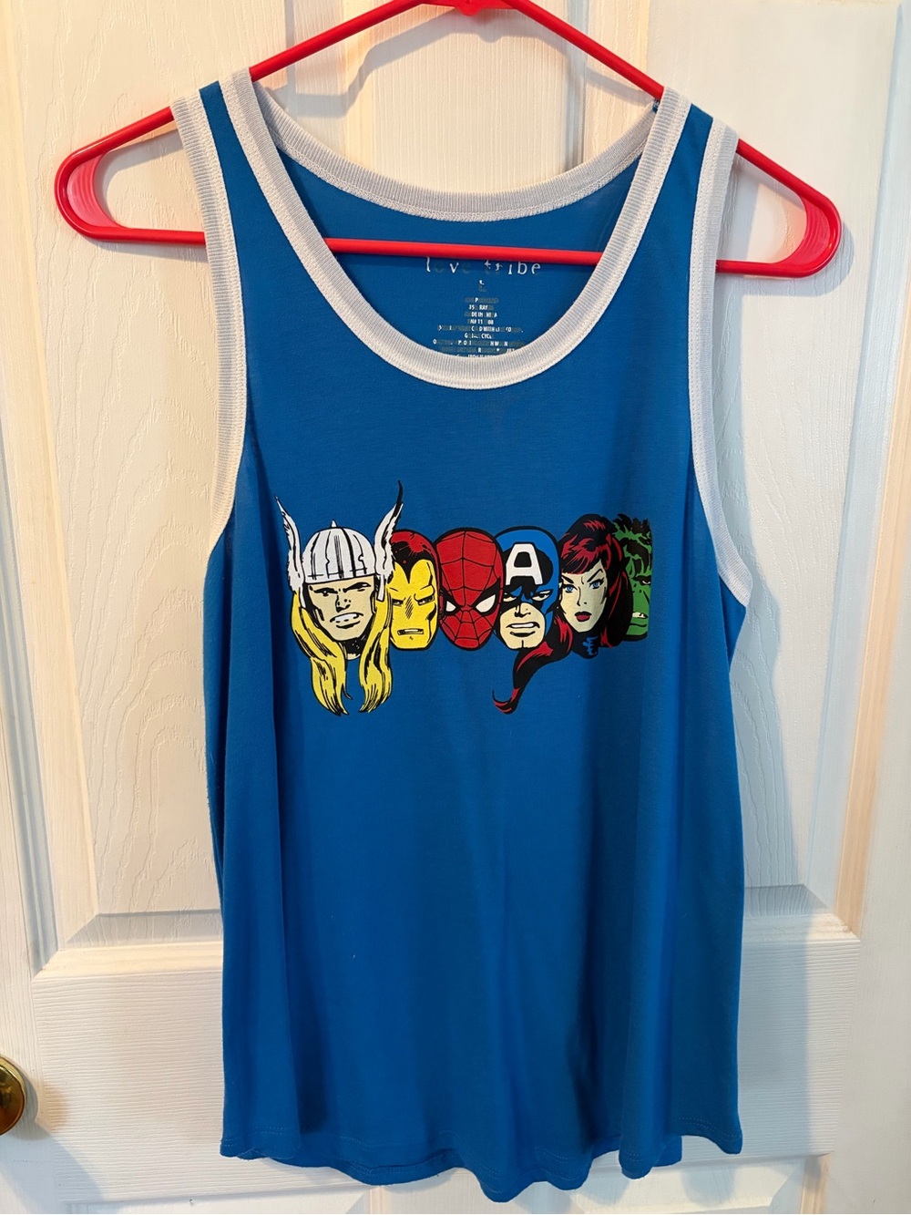 Marvel Avengers Love Tribe Blue Tank Top with White Trim